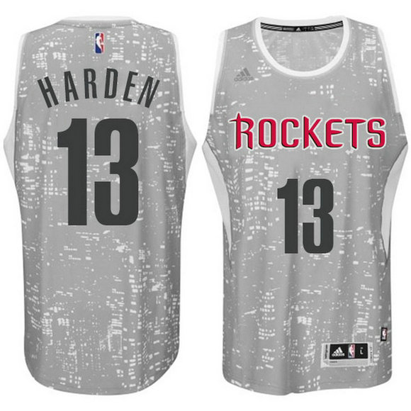 Camiseta baloncesto Houston Rockets James Harden 13 Lights Gris