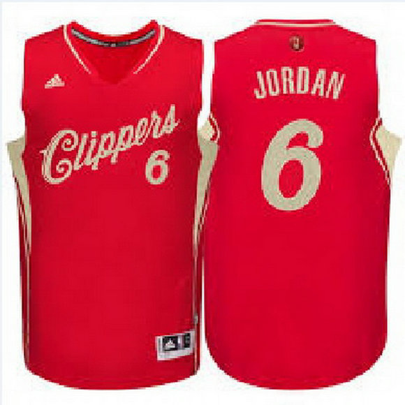 Camiseta baloncesto Los Angeles Clippers Navidad 2015 DeAndre Jordan 6 Roja