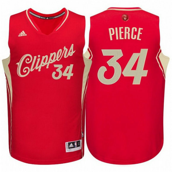 Camiseta baloncesto Los Angeles Clippers Navidad 2015 Paul Pierce 34 Roja