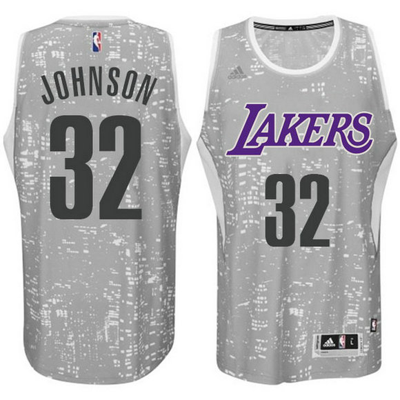 Camiseta baloncesto Los Angeles Lakers Earvin Johnson 32 Lights Gris