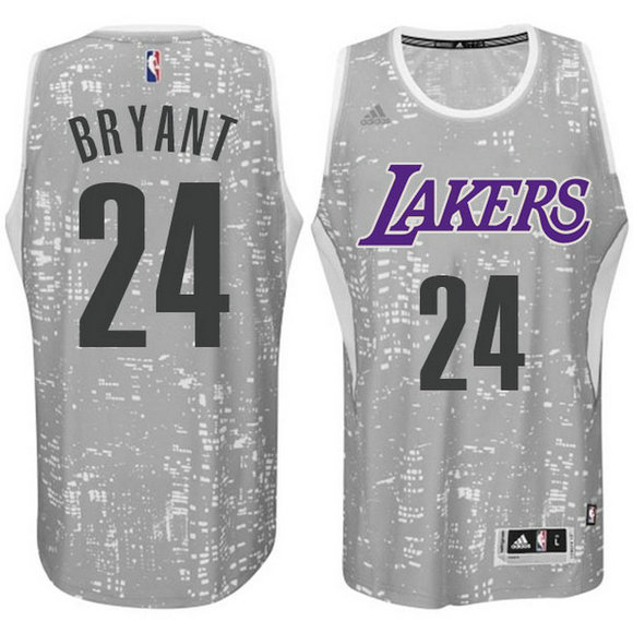 Camiseta baloncesto Los Angeles Lakers Kobe Bryant 24 Lights Gris