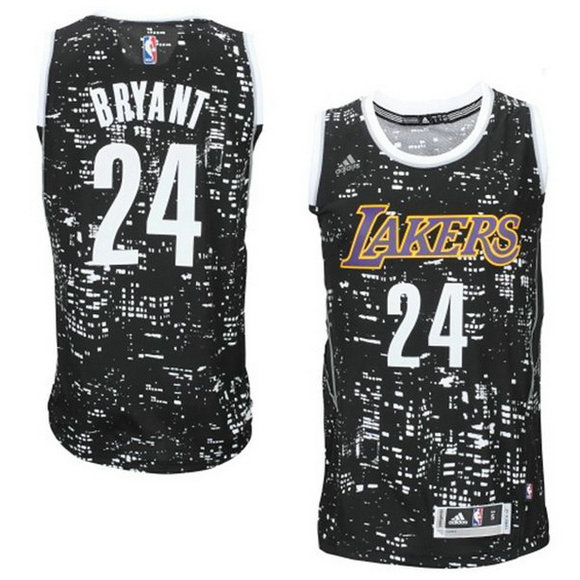 Camiseta baloncesto Los Angeles Lakers Kobe Bryant 24 Lights Negro