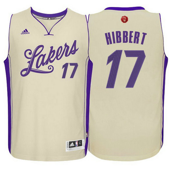 Camiseta baloncesto Los Angeles Lakers Navidad 2015 Roy Hibbert 17 Amarillo