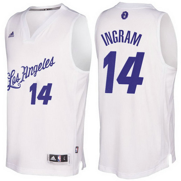 Camiseta baloncesto Los Angeles Lakers Navidad 2016 Brandon Ingram 14 Blanca