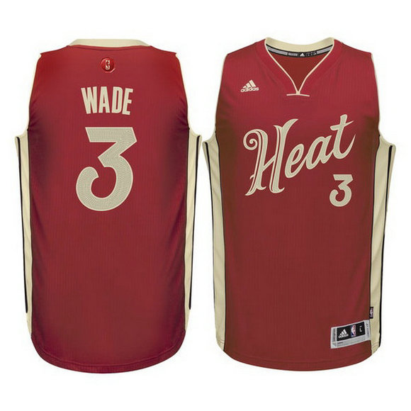 Camiseta baloncesto Miami Heat Navidad 2015 Dwyane Wade 3 Roja