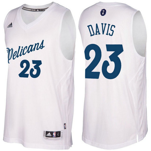 Camiseta baloncesto New Orleans Pelicans Navidad 2016 Anthony Davis 23 Blanca