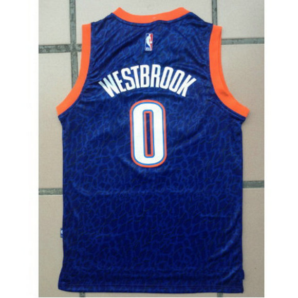 Camiseta baloncesto Oklahoma City Thunder Leopard Russell Westbrook 0 Azul
