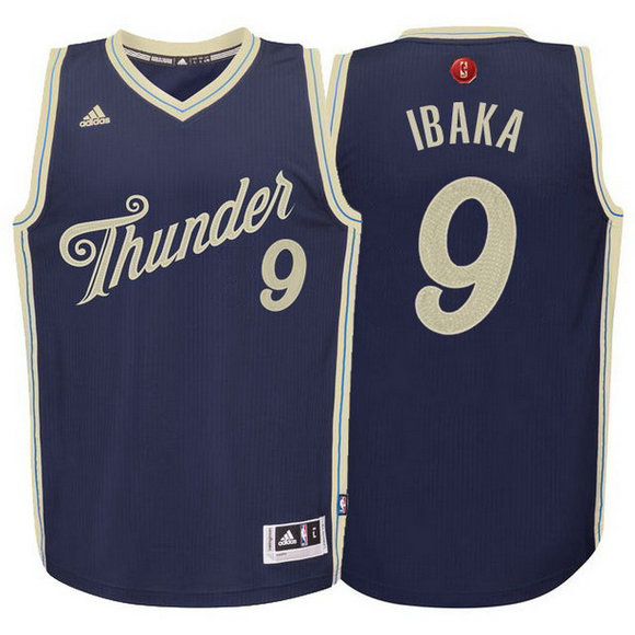 Camiseta baloncesto Oklahoma City Thunder Navidad 2015 Serge Ibaka 9 Navy