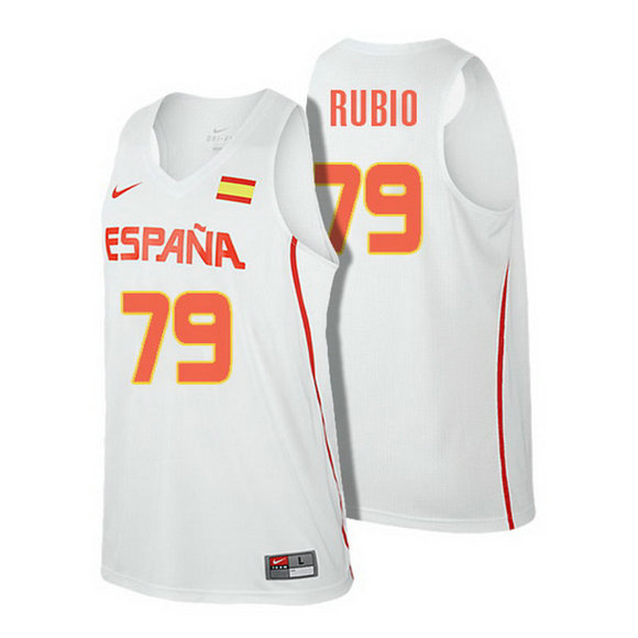 Camiseta baloncesto Ricky Rubio 79 Rio Olympics Espana 2016 Blanca