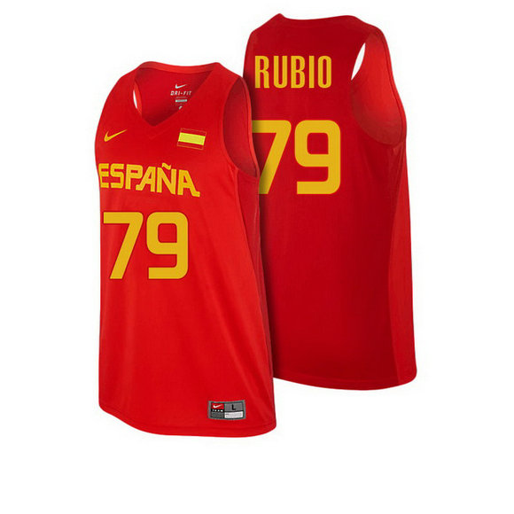 Camiseta baloncesto Ricky Rubio 79 Rio Olympics Espana 2016 Roja