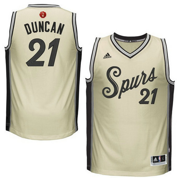 Camiseta baloncesto San Antonio Spurs Navidad 2015 Tim Duncan 21 Amarillo