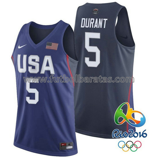 camiseta de baloncesto Kevin Durant Número 5 usa 2016 azul