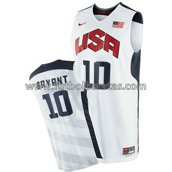 camiseta de baloncesto Kobe Bryant Número 10 usa 2012 blanca