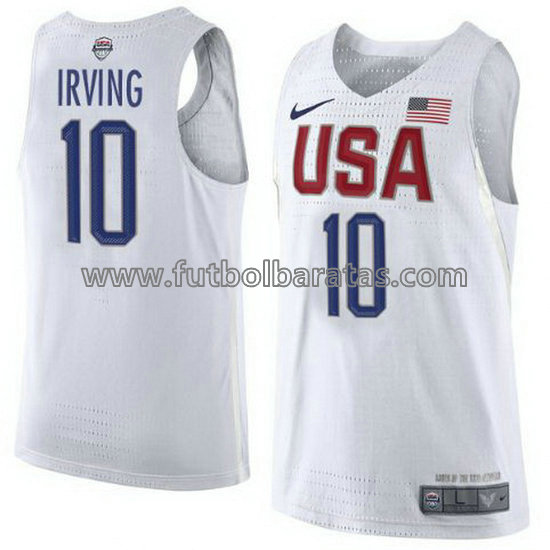 camiseta de baloncesto Kyrie Irving Número 10 usa 2016 blanca