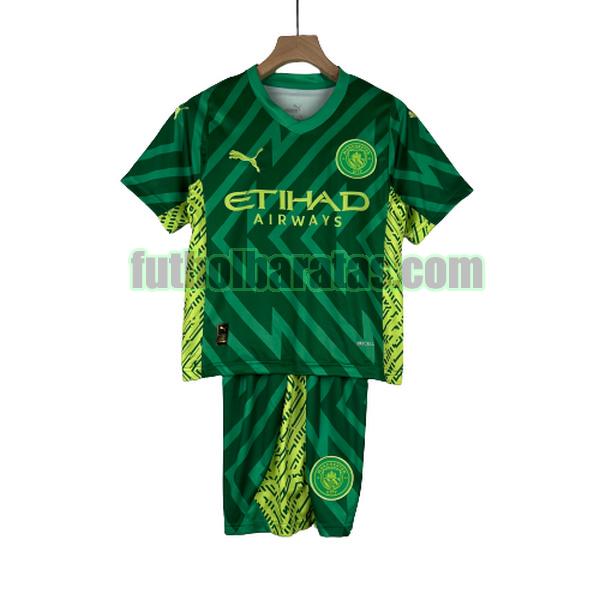 camiseta niño manchester city 2023 24 verde portero