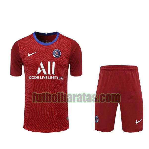 camisetas+pantalones cortos paris saint-germain 2021 rojo portero