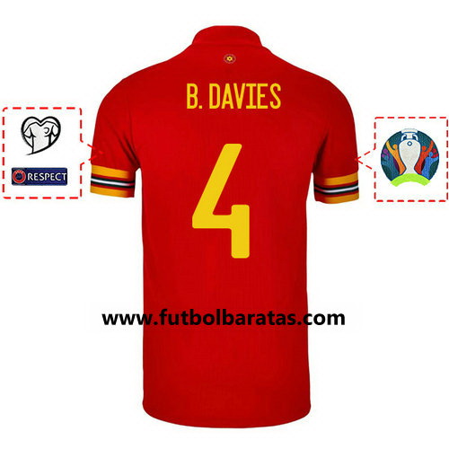 Camiseta b.davies 4 Gales 2020 Primera Equipacion