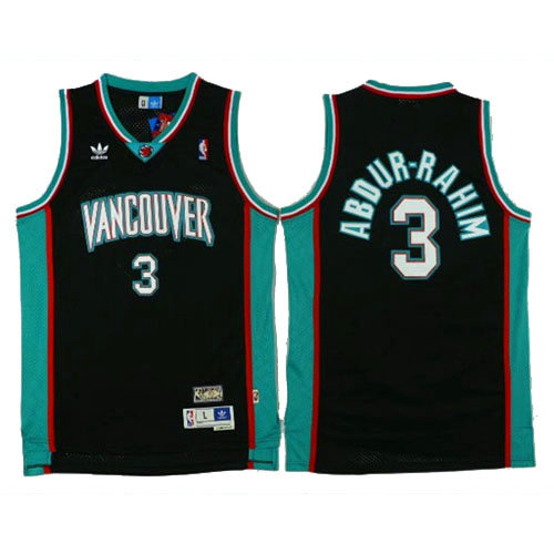 Camiseta baloncesto Abdur-Rahim 3 Historic Retro Negro Vancouver Grizzlies Hombre