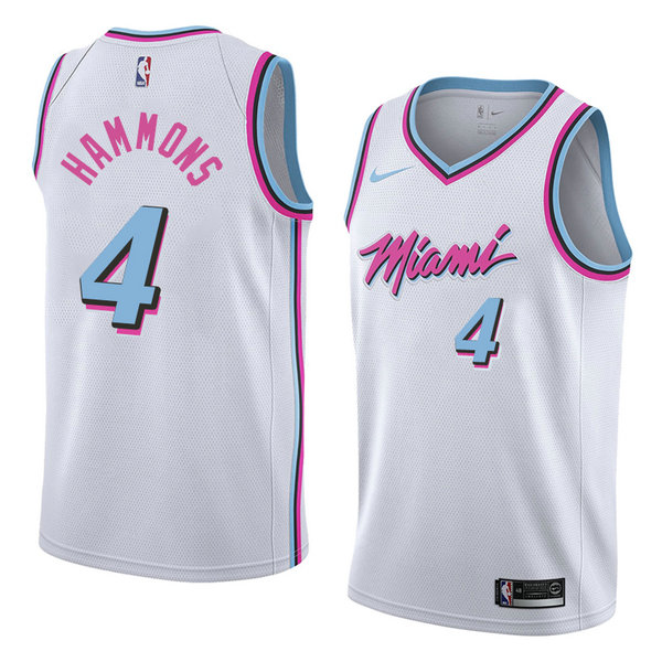 Camiseta baloncesto Aj Hammons 4 Ciudad 2018 Blanco Miami Heat Hombre