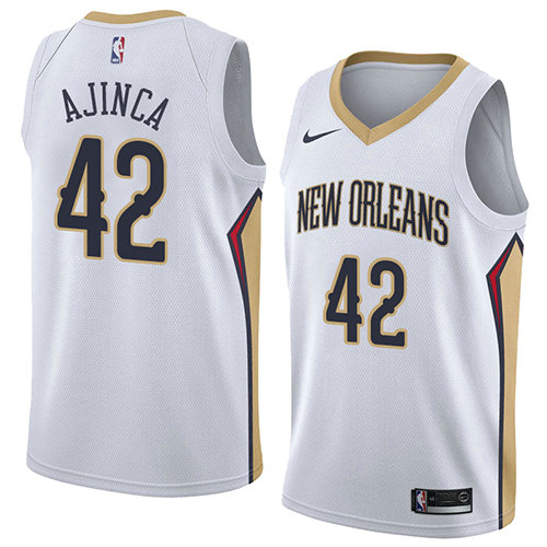Camiseta baloncesto Alexis Ajinca 42 Association 2018 Blanco New Orleans Pelicans Hombre