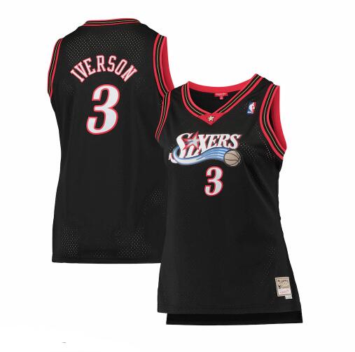 Camiseta baloncesto Allen Iverso 3 swingman Negro Philadelphia 76ers Mujer