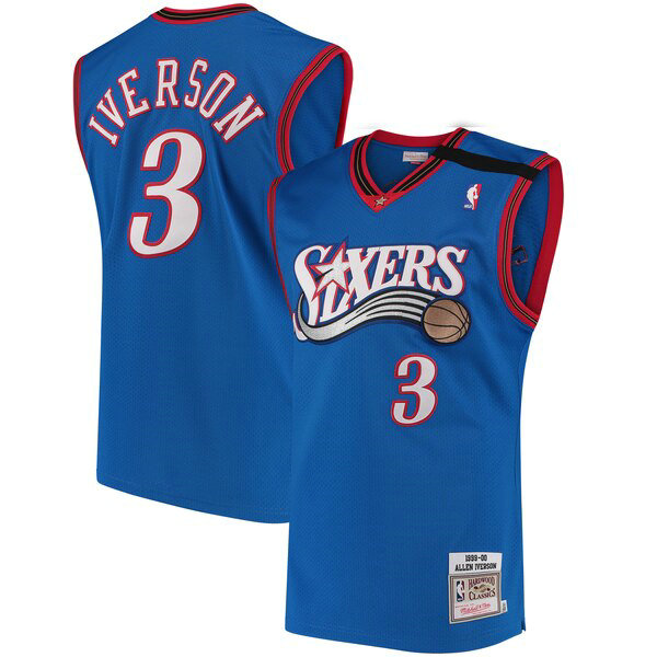 Camiseta baloncesto Allen Iverson 3 1999-2000 Azul Philadelphia 76ers Hombre