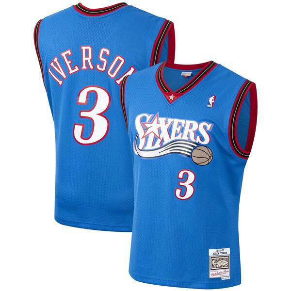 Camiseta baloncesto Allen Iverson 3 2000-2001 Azul Philadelphia 76ers Hombre