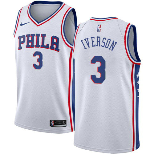 Camiseta baloncesto Allen Iverson 3 Association 2017-18 Blanco Philadelphia 76ers Hombre