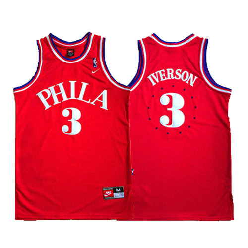 Camiseta baloncesto Allen Iverson 3 Retro 1964 Rojo Philadelphia 76ers Hombre