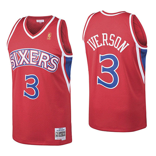 Camiseta baloncesto Allen Iverson 3 Retro 1996-97 Rojo Philadelphia 76ers Hombre