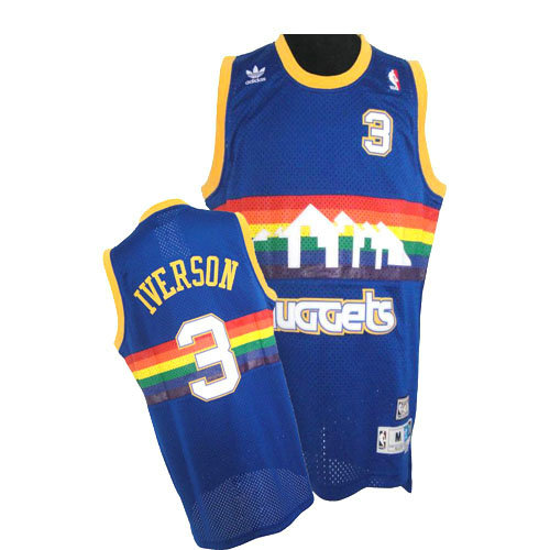 Camiseta baloncesto Allen Iverson 3 Retro Azul Denver Nuggets Hombre