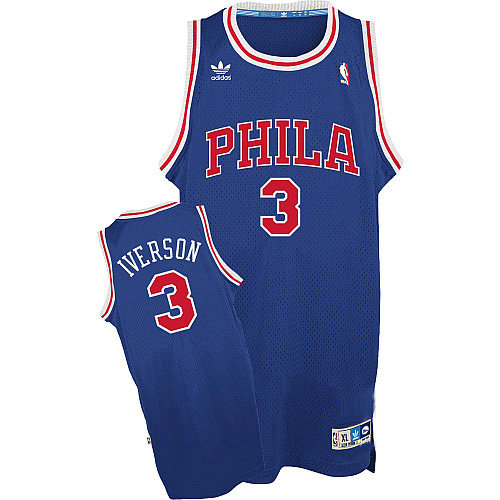 Camiseta baloncesto Allen Iverson 3 Retro Azul Philadelphia 76ers Hombre