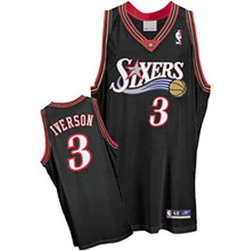Camiseta baloncesto Allen Iverson 3 Retro Negro Philadelphia 76ers Hombre