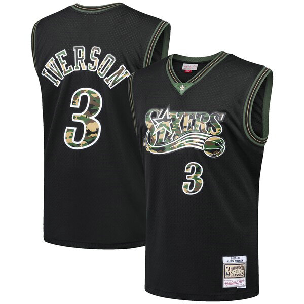 Camiseta baloncesto Allen Iverson 3 Swingman Negro Philadelphia 76ers Hombre