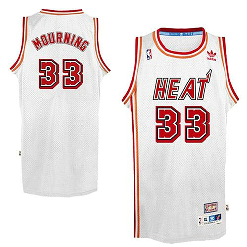 Camiseta baloncesto Alonzo Mourning 33 Retro Blanco Miami Heat Hombre