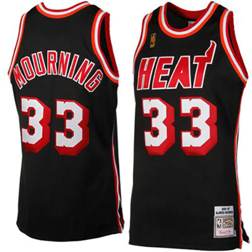 Camiseta baloncesto Alonzo Mourning 33 Retro Negro Miami Heat Hombre