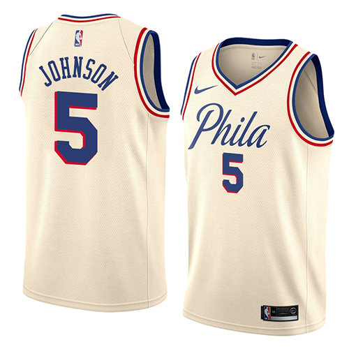 Camiseta baloncesto Amir Johnson 5 Ciudad 2018 Crema Philadelphia 76ers Hombre