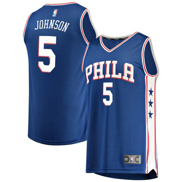 Camiseta baloncesto Amir Johnson 5 Icon Edition Azul Philadelphia 76ers Hombre