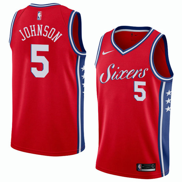 Camiseta baloncesto Amir Johnson 5 Statement 2018 Rojo Philadelphia 76ers Hombre