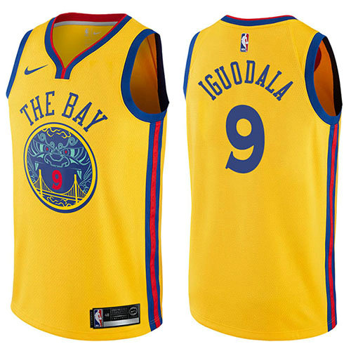 Camiseta baloncesto Andre Iguodala 9 Chinese Heritage Ciudad 2017-18 Amarillo Golden State Warriors Hombre