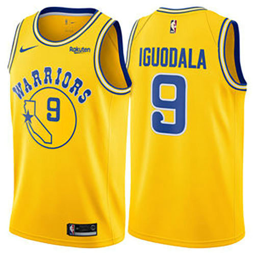 Camiseta baloncesto Andre Iguodala 9 Hardwood Classic 2018 Amarillo Golden State Warriors Hombre