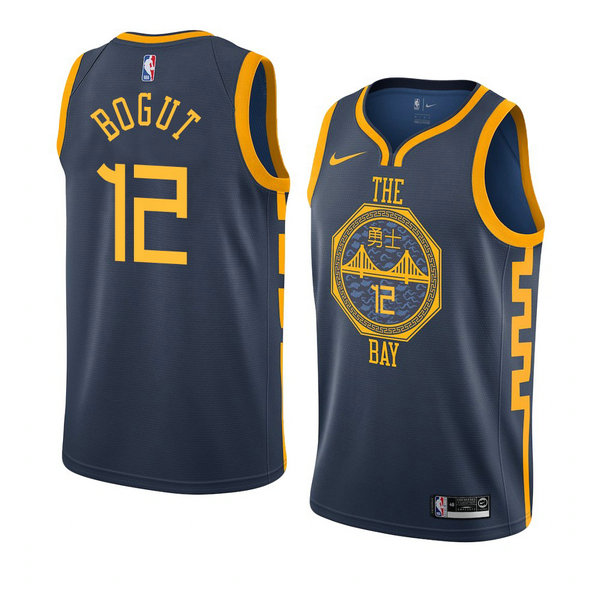 Camiseta baloncesto Andrew Bogut 12 Ciudad 2018-19 Azul Golden State Warriors Hombre