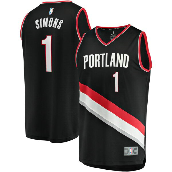 Camiseta baloncesto Anfernee Simons 1 Icon Edition Negro Portland Trail Blazers Hombre