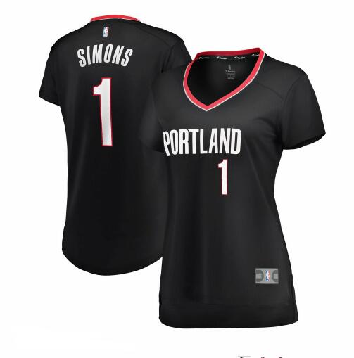 Camiseta baloncesto Anfernee Simons 1 icon edition Negro Portland Trail Blazers Mujer