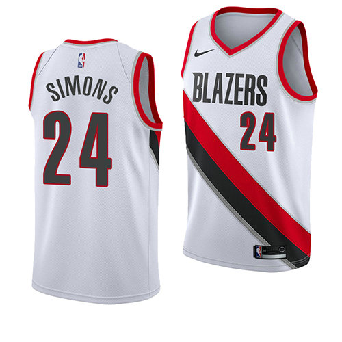 Camiseta baloncesto Anfernee Simons 24 Association 2018 Blanco Portland Trail Blazers Hombre