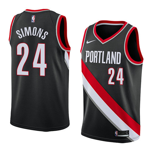 Camiseta baloncesto Anfernee Simons 24 Icon 2018 Negro Portland Trail Blazers Hombre