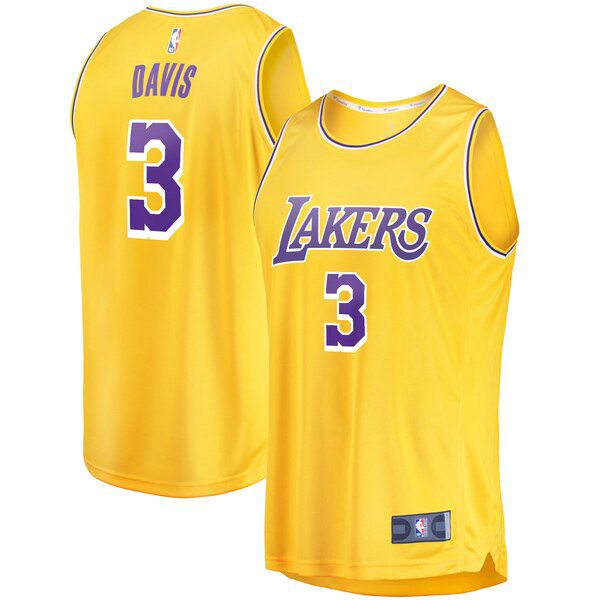 Camiseta baloncesto Anthony Davis 3 Icon Edition Amarillo Los Angeles Lakers Hombre
