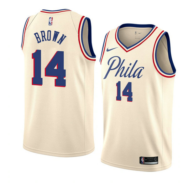 Camiseta baloncesto Anthony Marron 14 Ciudad 2018 Crema Philadelphia 76ers Hombre