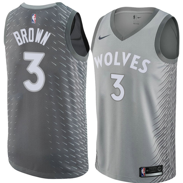 Camiseta baloncesto Anthony Marron 3 Ciudad 2018 Gris Minnesota Timberwolves Hombre