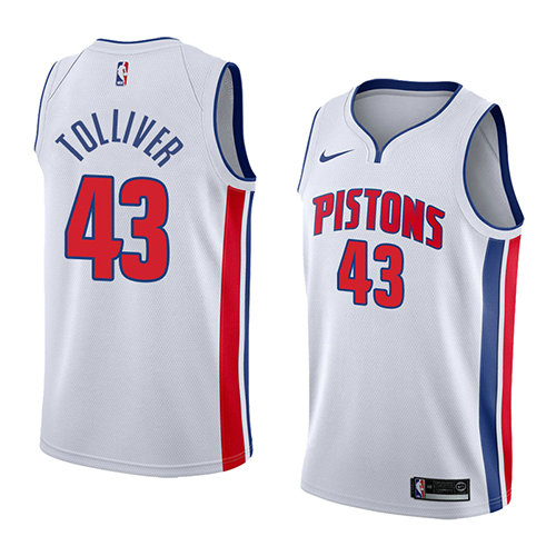 Camiseta baloncesto Anthony Tolliver 43 Association 2018 Blanco Detroit Pistons Hombre